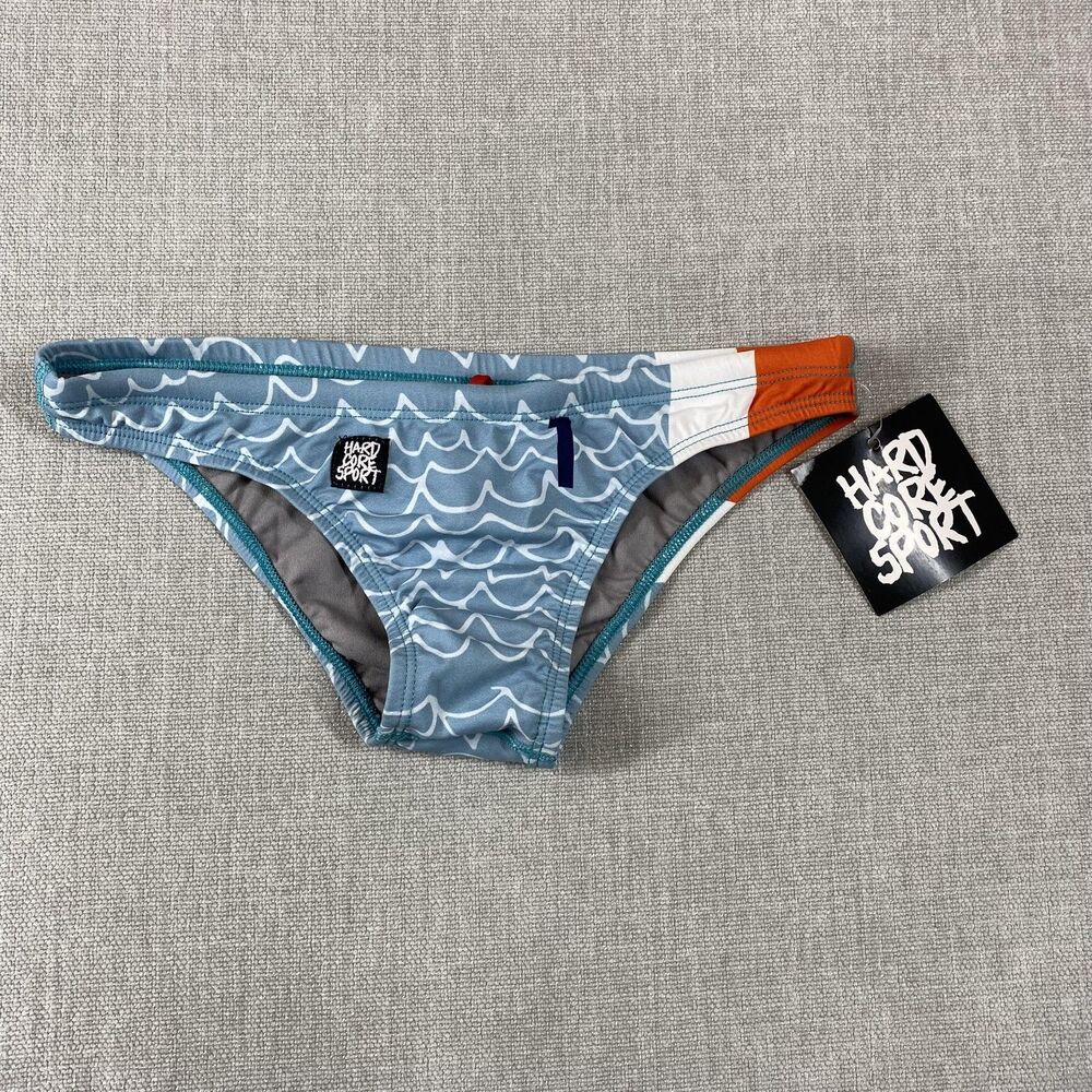 Hard Core Sport Bikini Bottom Womens Small Blue Waves Malibu California Surf